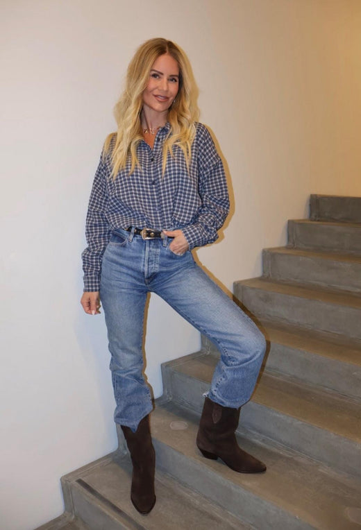 Valentin Studio - Cowboy - Navy W.checker Bluser 