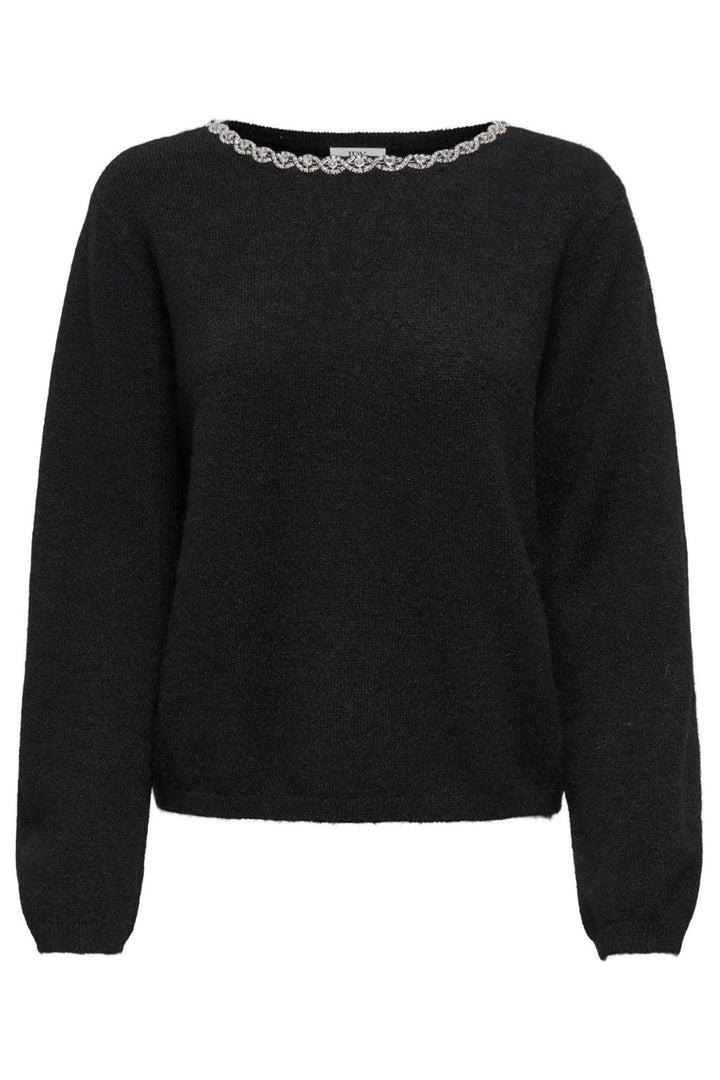 JDY - Jdyalva Life L/S Embellish Pullover Knt - 4907581 Black Silver Embellishment