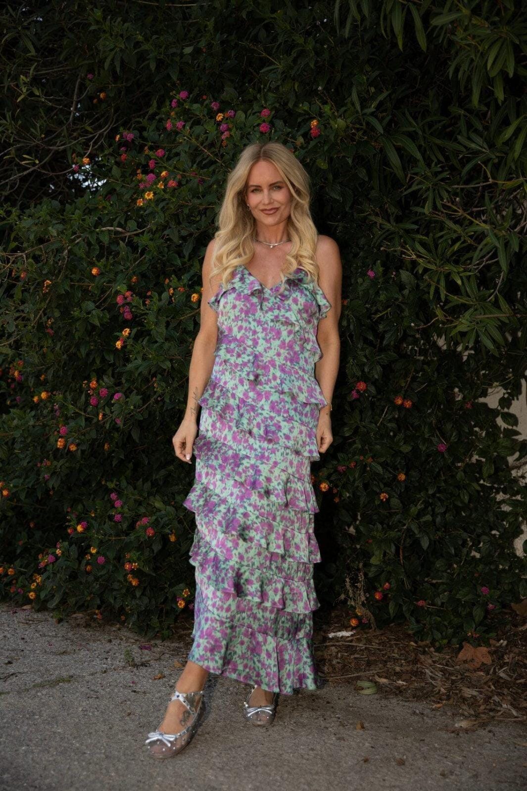 Forudbestilling - Valentin Studio - Ruffle Wild Garden Dress 165477 - 146 - Turquoise Kjoler 