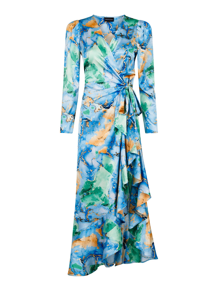 Valentin Studio - Senorita Watercolour Dress - Blue Kjoler 
