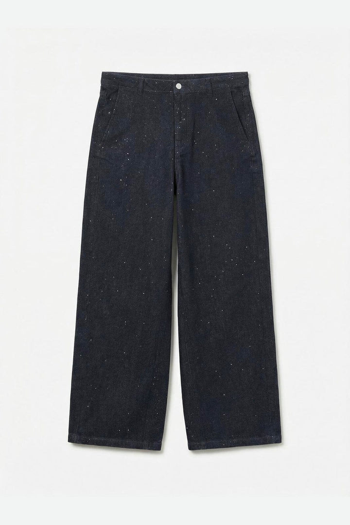 Vero Moda - Vmelin Mr Tapered Wide Glitter Jeans - 5112613 Dark Blue Denim Rinse Yo3136