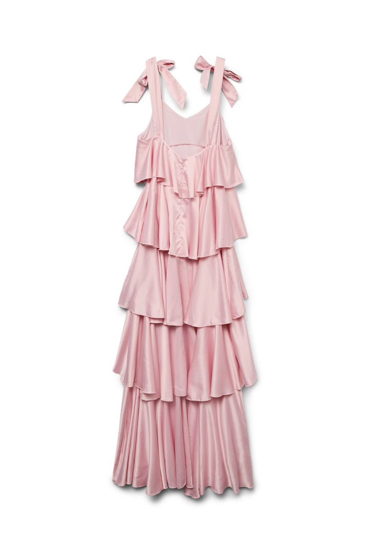 Förbeställning - Vero Moda - Vmfelicia Tiestrapruffle Maxi Satin Dres - 4831463 Cherry Blossom