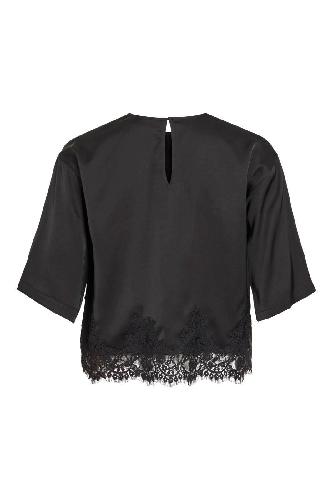 Vila - Vidutty Pri O-Neck Lace 2/4 Top - 5176219 Black Beauty