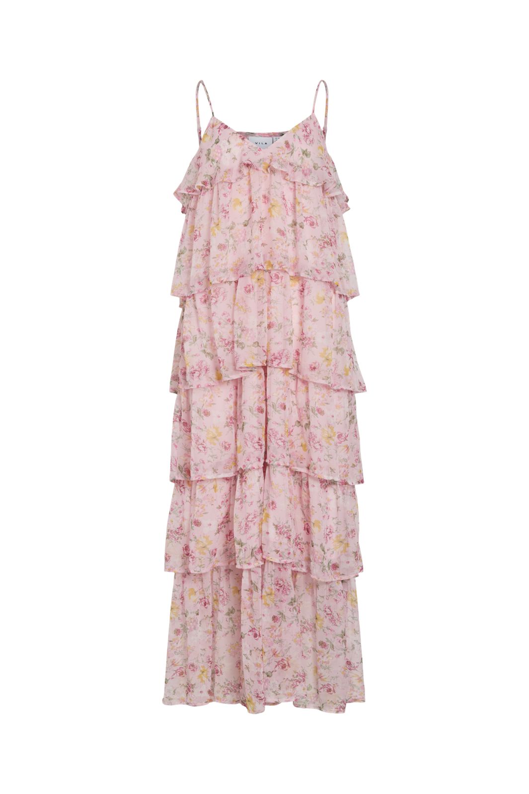 Vila - Viharley Ruffle Maxi Dress - 4997552 Sea Pink Small Flowers