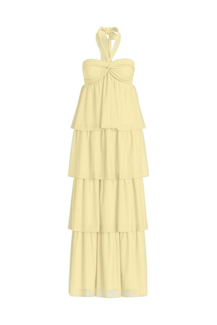 Vila - Vilea Halterneck Layered Dress/Dc/Ka - 5005145 Pastel Yellow