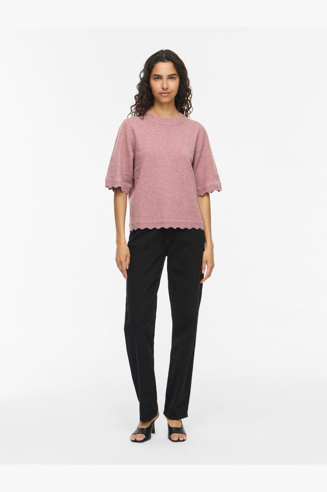 Vila - Vinikolina O-Neck 2/4 Knit Top - 5111520 Nostalgia Rose Melange