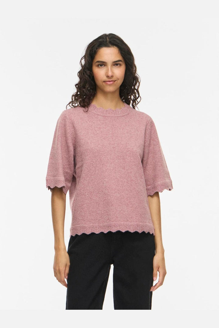 Vila - Vinikolina O-Neck 2/4 Knit Top - 5111520 Nostalgia Rose Melange