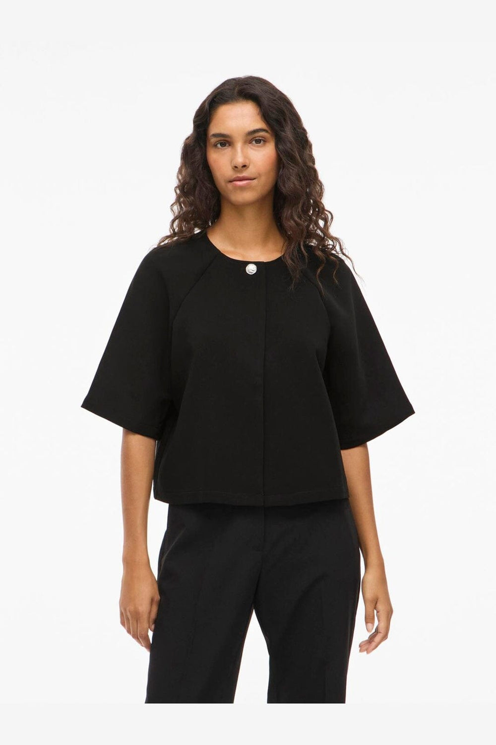 Vila - Visabby 2/4 Open Short Top - 4810886 Black Beauty