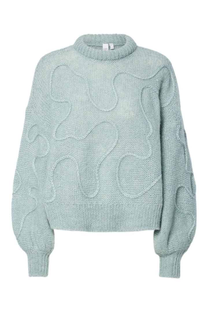 Y.A.S - Yasbrida Ls Wool Blend Knit Pullover - 4858446 Silver Blue Silver Metallic