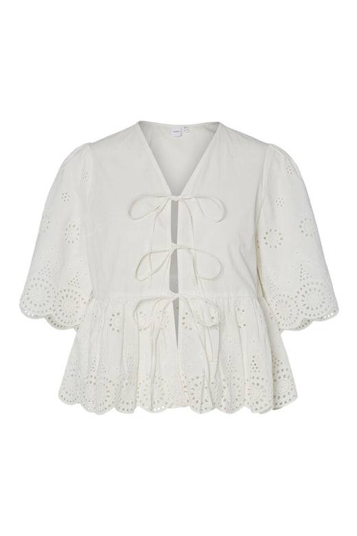 YAS - Yascornelia 2/4 Tie Top - 4574166 Star White