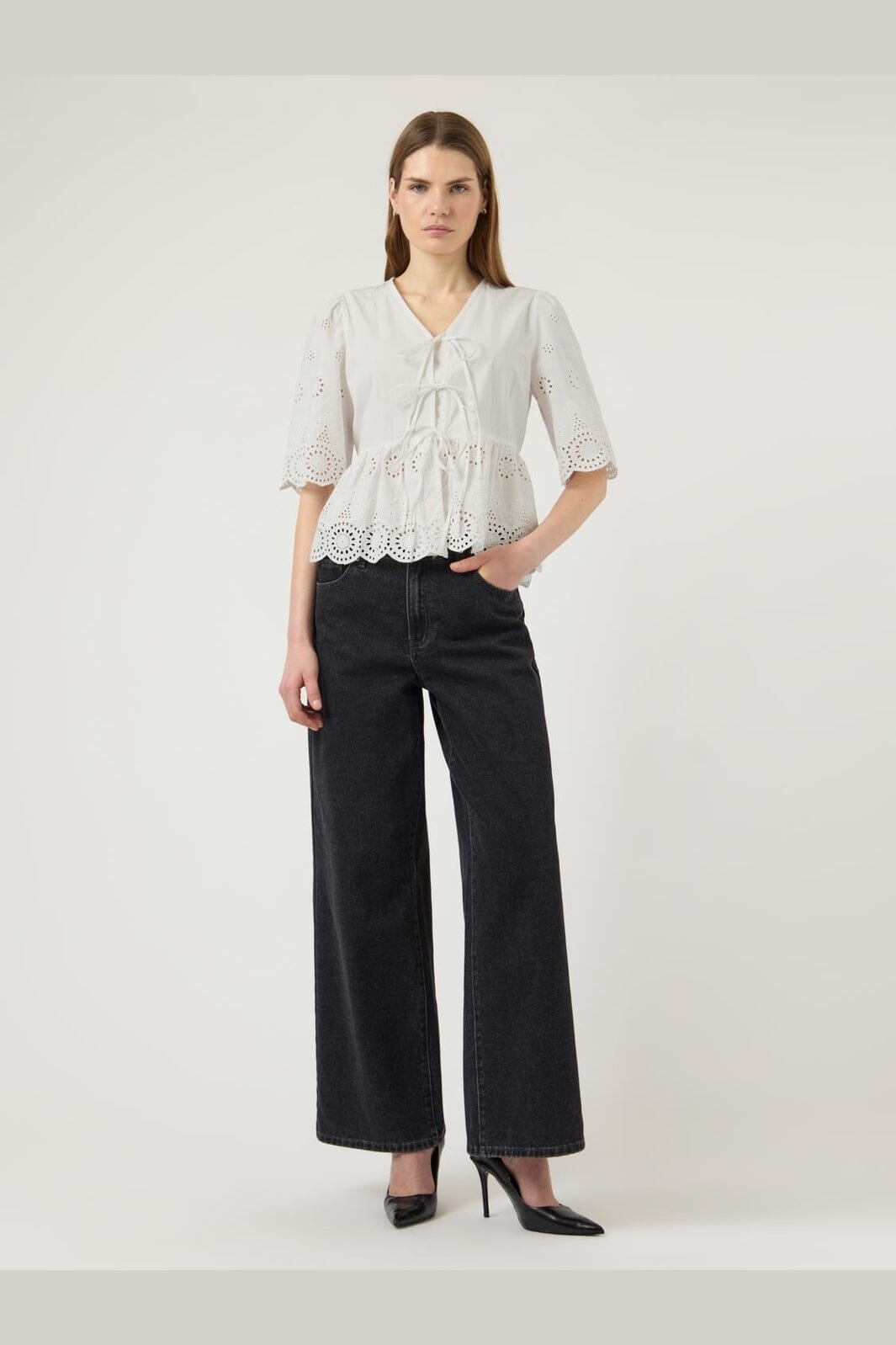 YAS - Yascornelia 2/4 Tie Top - 4574166 Star White