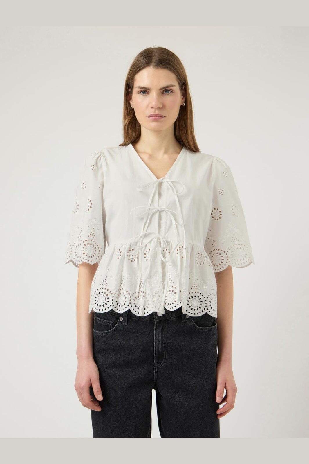 YAS - Yascornelia 2/4 Tie Top - 4574166 Star White