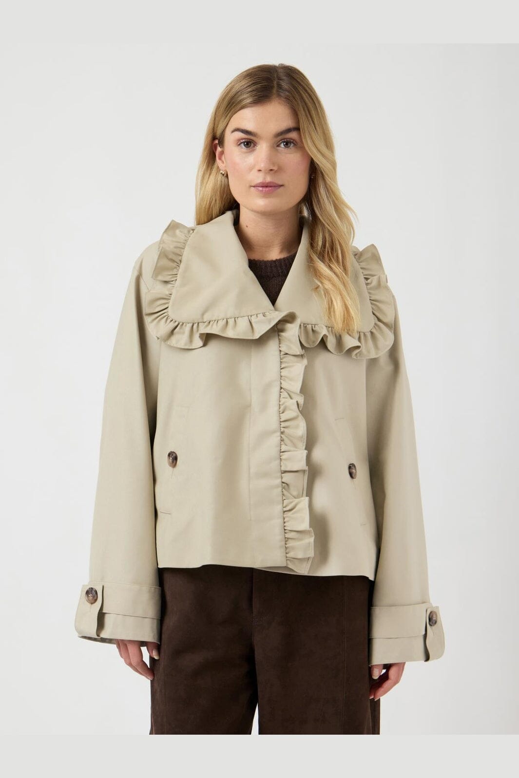 YAS - Yaselsana Ls Short Trenchcoat - 4801258 Travertine