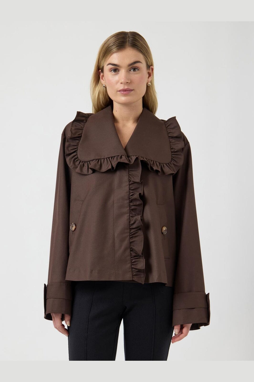 YAS - Yaselsana Ls Short Trenchcoat - 5100176 Chocolate Brown