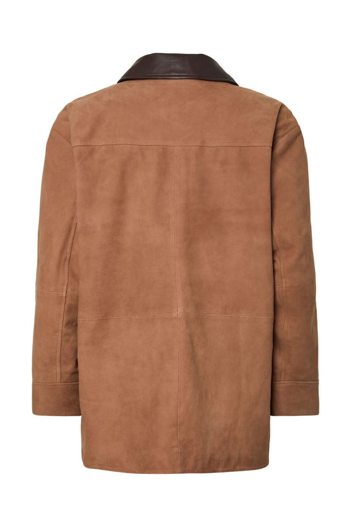 YAS - Yaskaia Ls Suede Leather Jacket - 5001695 Nuthatch