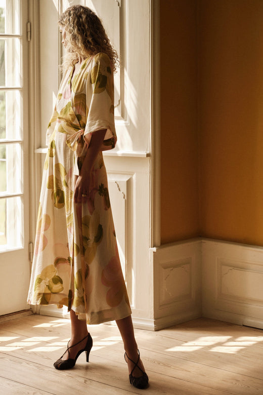 YAS - Yasmarga 3/4 Wrap Long Dress - 4966646 Pristine Marga Aop Kjoler 