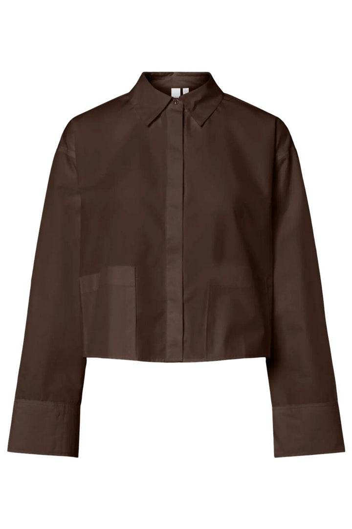 Y.A.S - Yasroyalee Ls Short Shirt - 5090997 Chocolate Brown Skjorter 