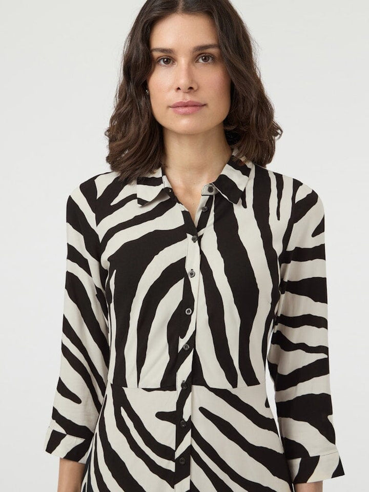 YAS - Yassavanna Long Shirt Dress - 4844009 Birch Zebra Print Kjoler 