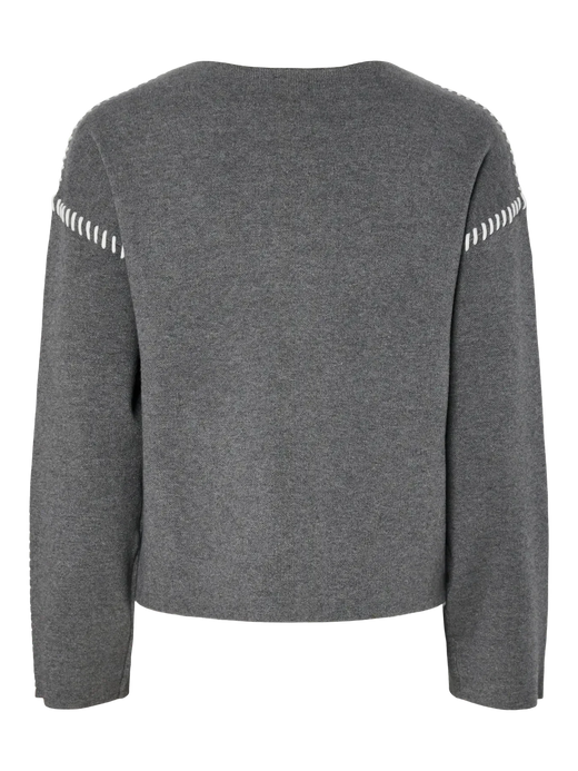 Y.A.S - Yasstitcha Ls Knit Pullover - 4841745 Medium Grey Melange Birch Stitches Strikbluser 