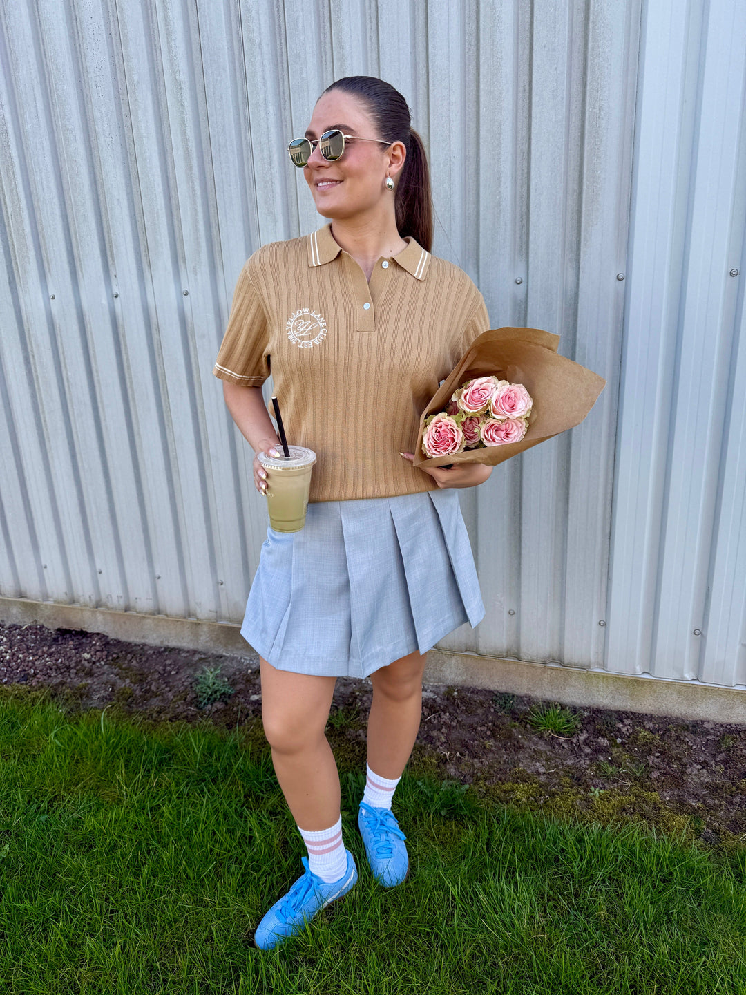 Yellow Lane - Lane Mini Skorts 165303 - 133 - Grey Melange Shorts 