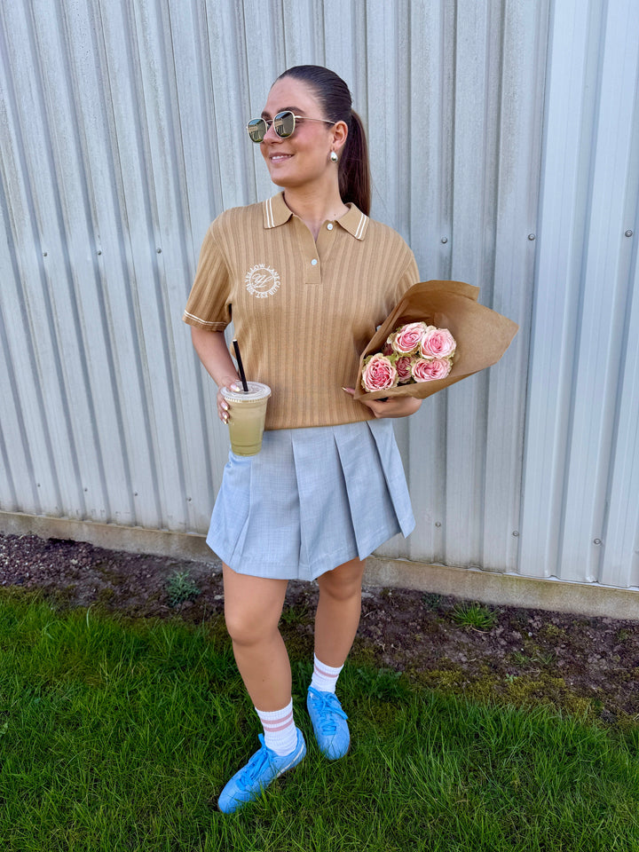 Yellow Lane - Lane Mini Skorts 165303 - 133 - Grey Melange Shorts 