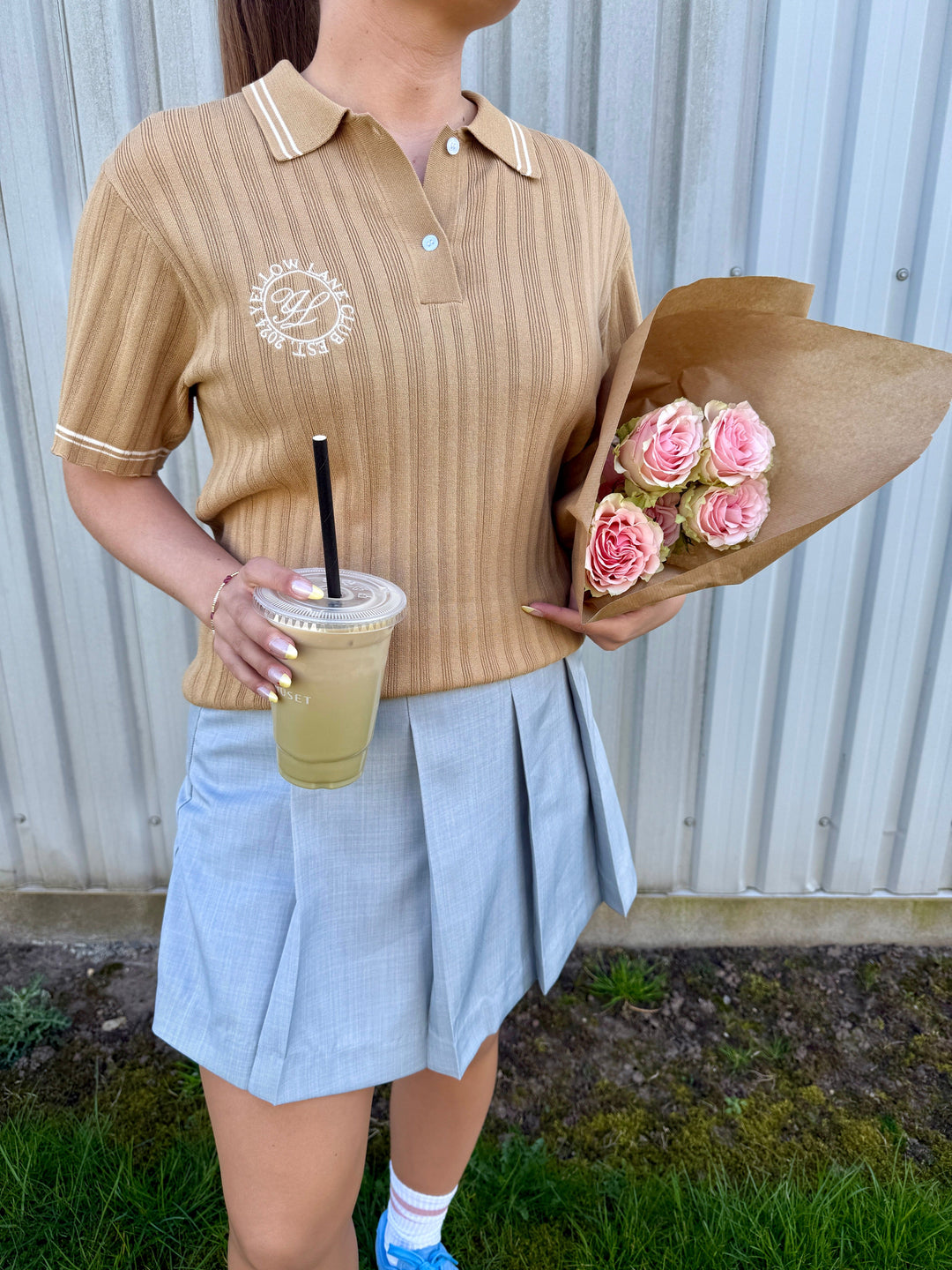 Yellow Lane - Lane Mini Skorts 165303 - 133 - Grey Melange Shorts 