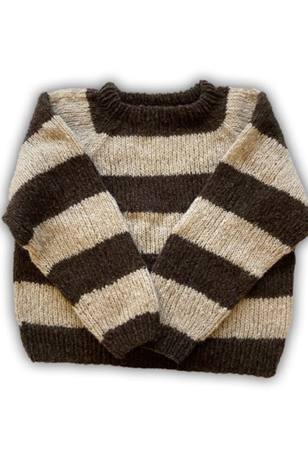 Coffee Beanies - Sweater Striped - Brown Strikbluser 