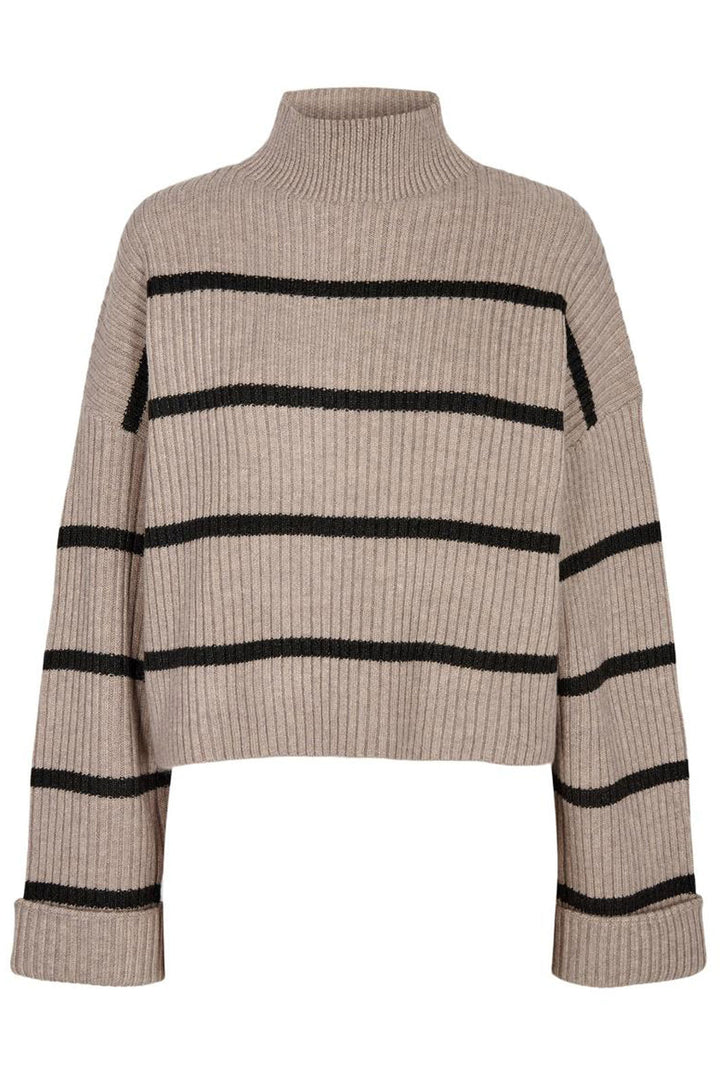 Forudbestilling - Co´couture - Row Stripe Box Crop Knit - Champagne (Uge 38/39) Strikbluser 