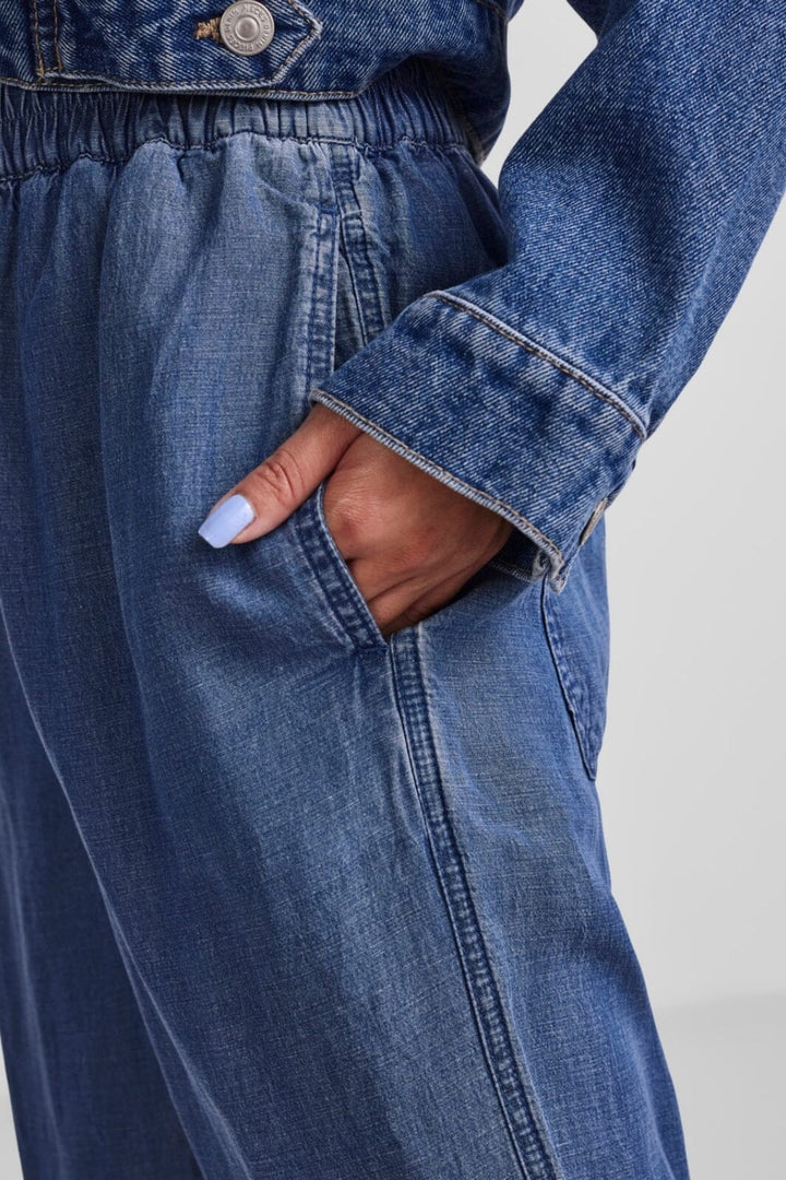 Pieces - Pcbossi Wide Pants - Medium Blue Denim Bukser 