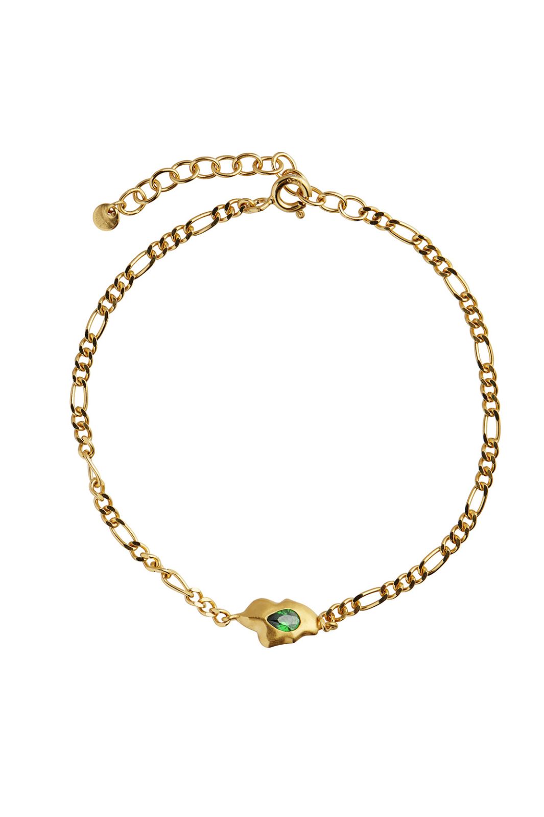Stine A - Glimpse Figaro Bracelet With Green Stone - 3198-02-Os Smykker 